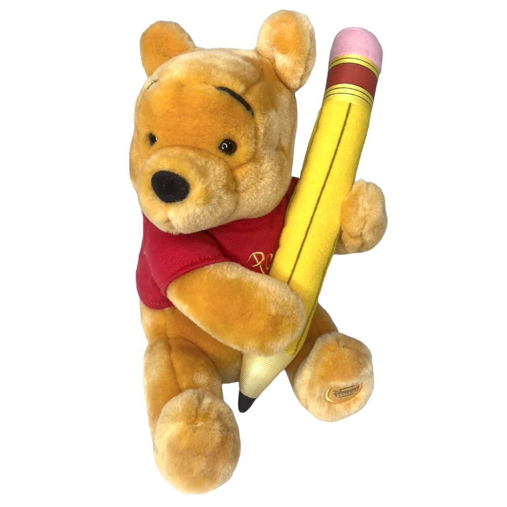 Disney Store Winnie The Pooh Bear PLUSH 12" Teddy Bear Pencil Stuffed Animal Toy